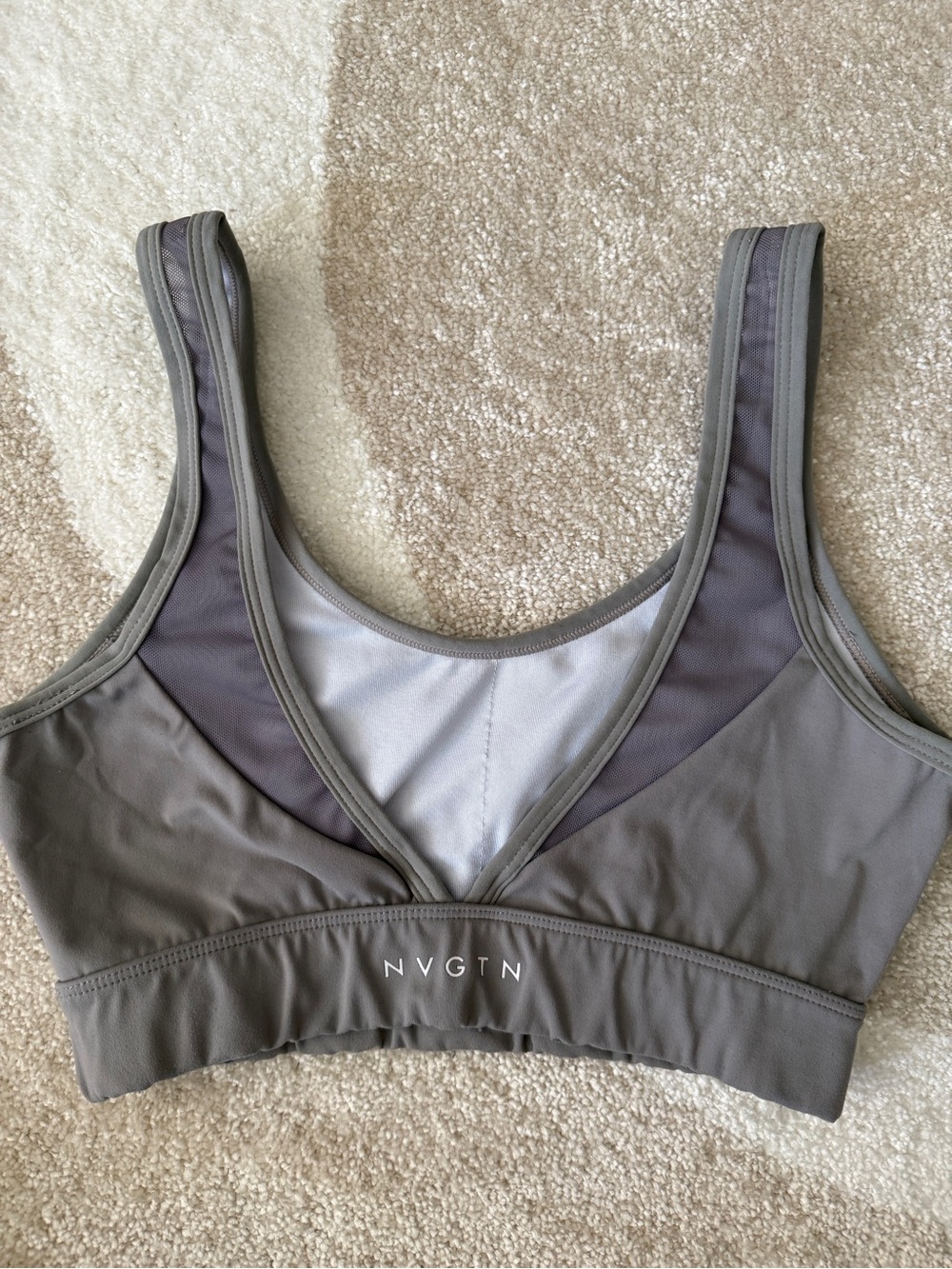 NVGTN Charcoal and Dove Gray Supportive Sports Bra
